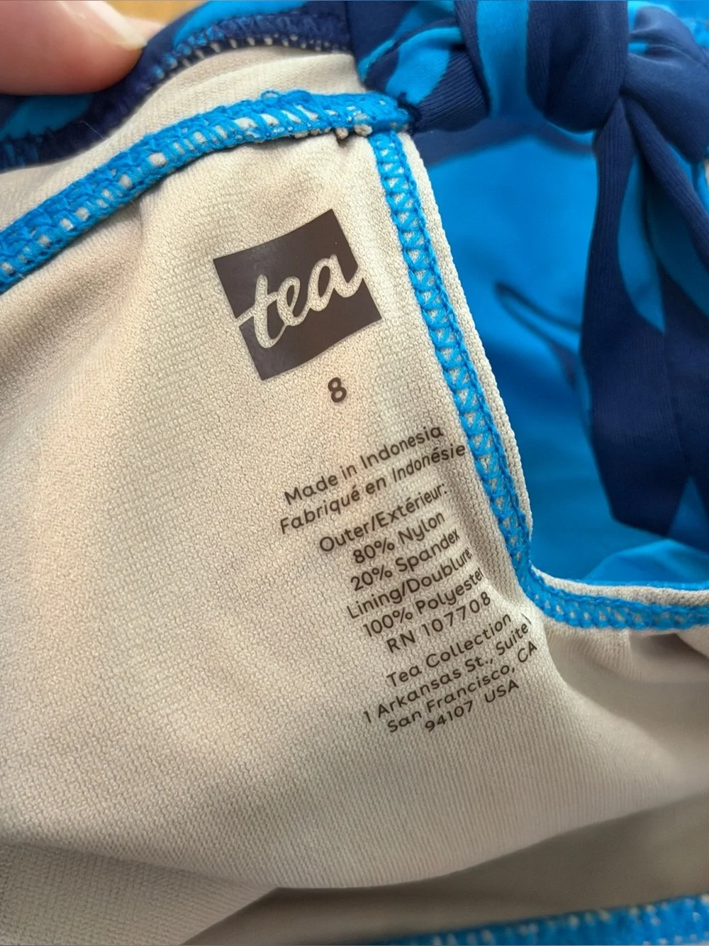Tea Collection 8 Blue Dolphin Halter Neck One Piece Bathing Suit NEW